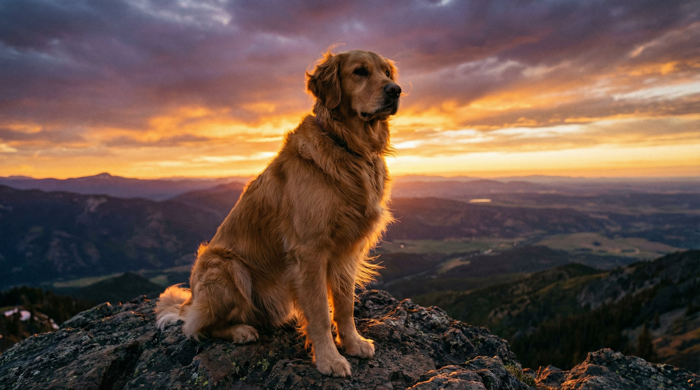 情侣自拍金毛山巅日落视频