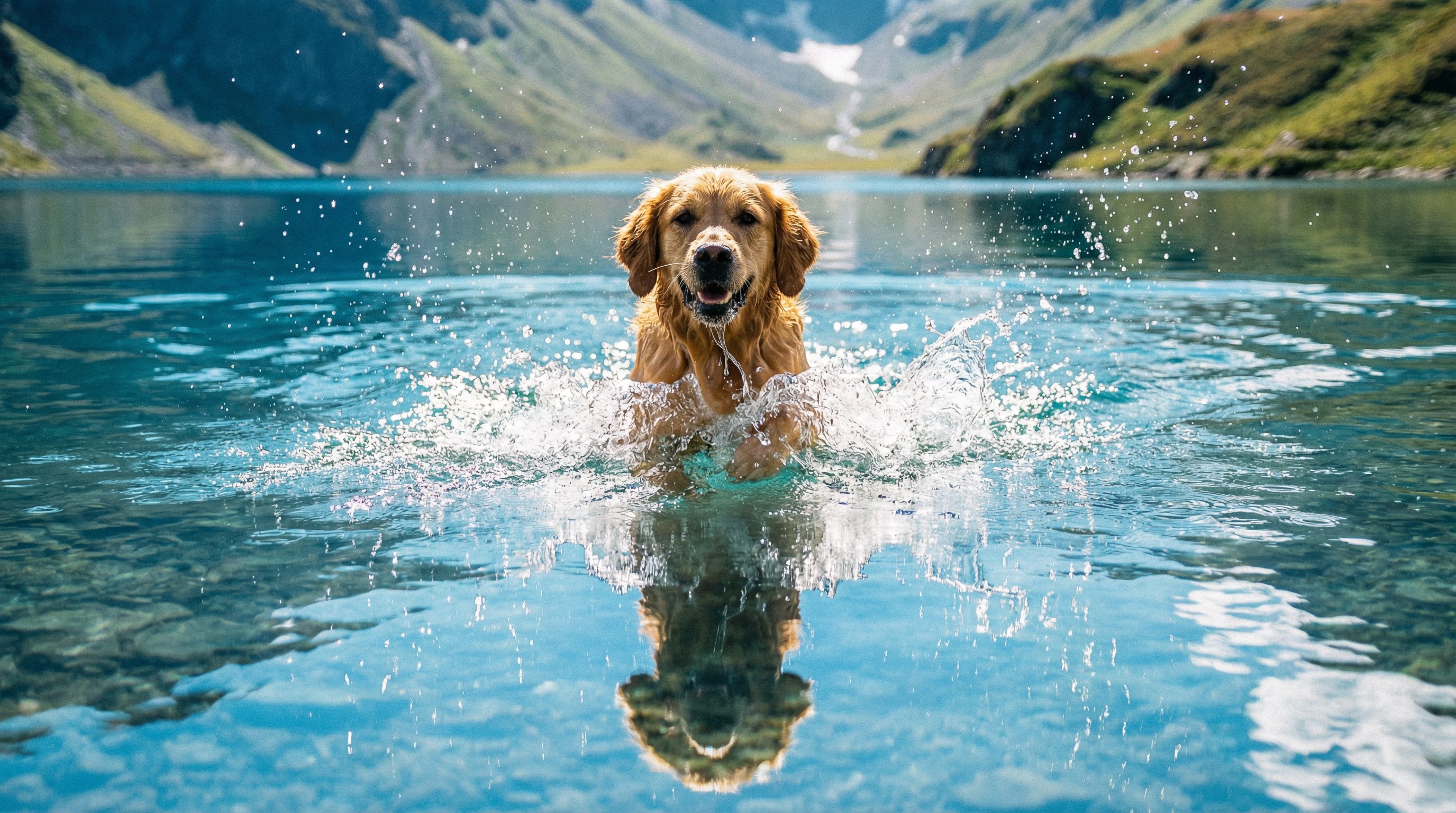 情侣自拍金毛游泳视频